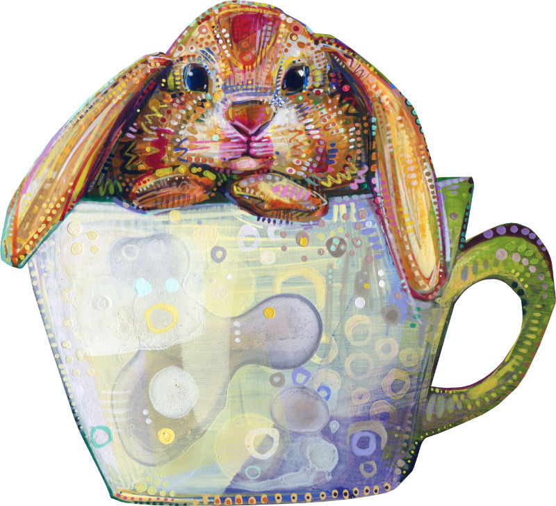 bunny in a teacup illustration