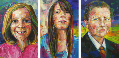 commissioned portraits of three siblings, artwork by Gwenn Seemel
