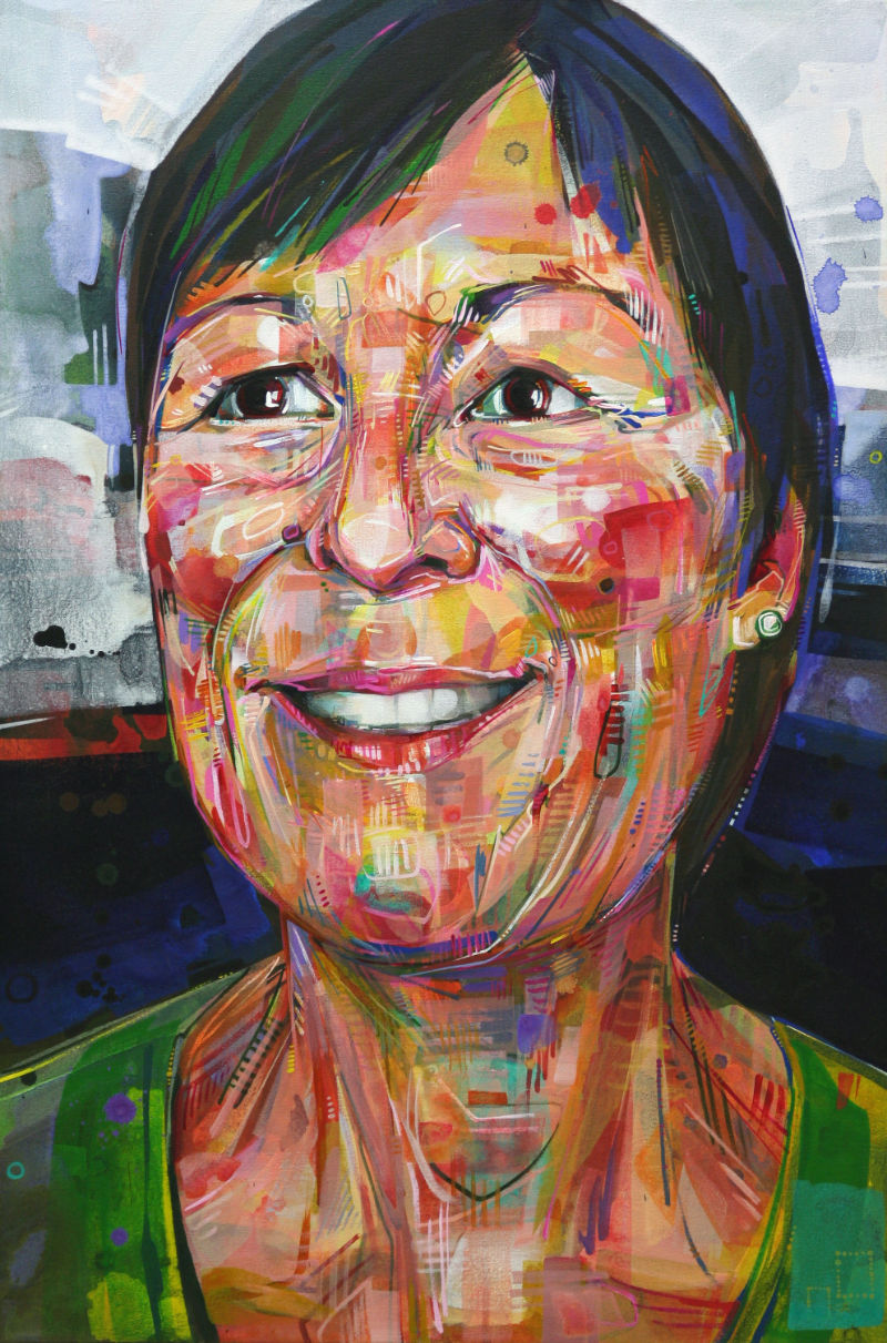 portrait d’une femme peint en acrylique
