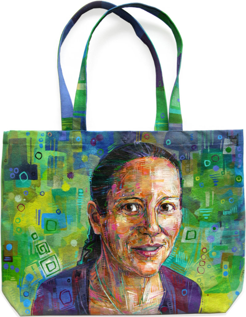 portrait bag, art on a canvas tote