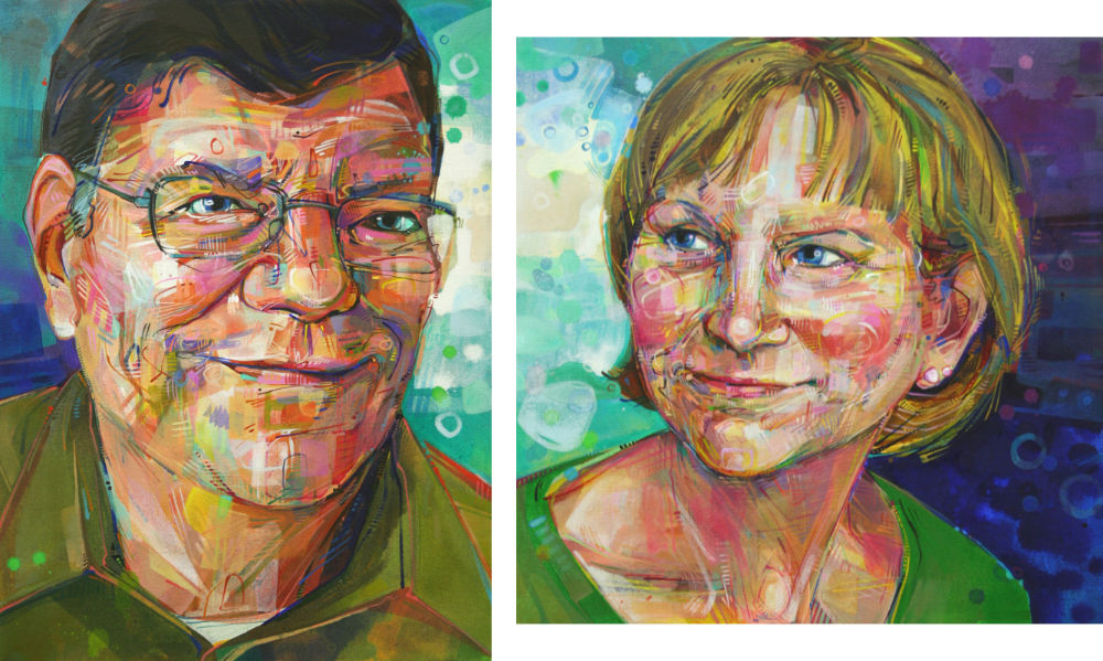 portrait diptych of a married couple