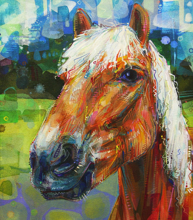 haflinger horse painted portrait