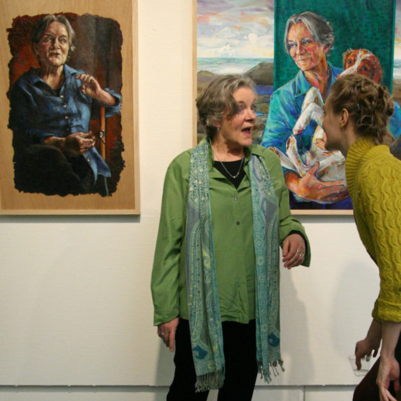 Gwenn Seemel at a reception for her show Subjective
