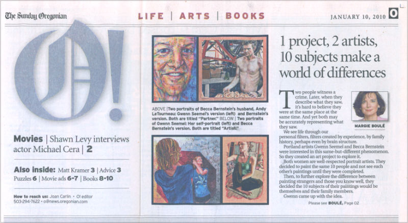 The Oregonian: 1 Project, 2 Artists, 10 Subjects Make a World of Difference, article par Margie Boulé