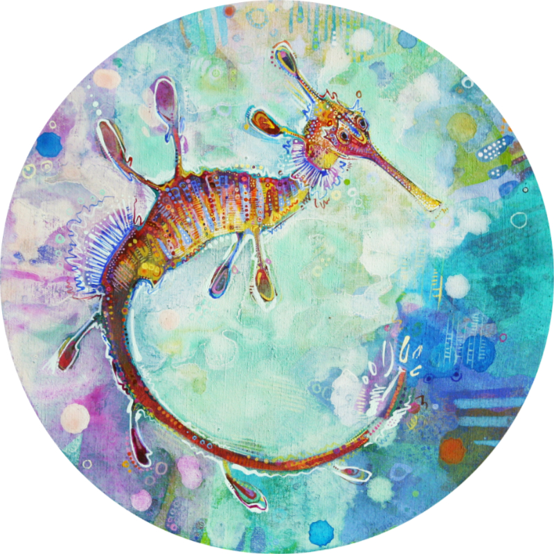 dragon de mer peint en acrylique