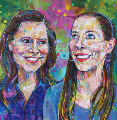double portrati de sœurs peint par Gwenn Seemel