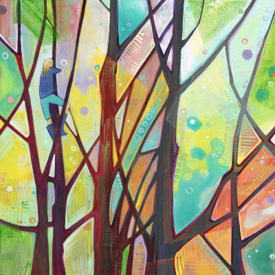 teenager climbing a tree, Gwenn Seemel art