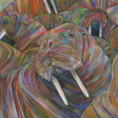 walrus group painted by American artist Gwenn Seemel