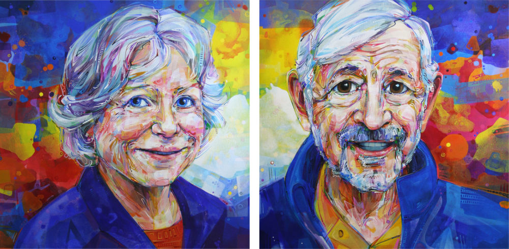 acrylic painted portraits of a couple
