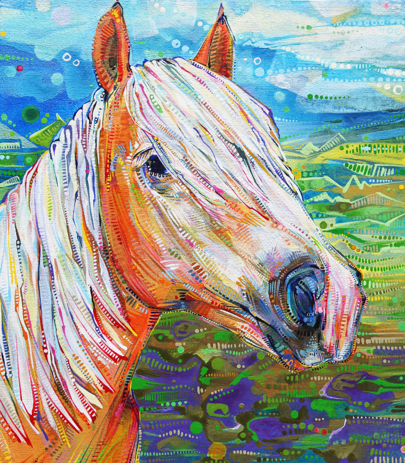 Haflinger horse painted portrait