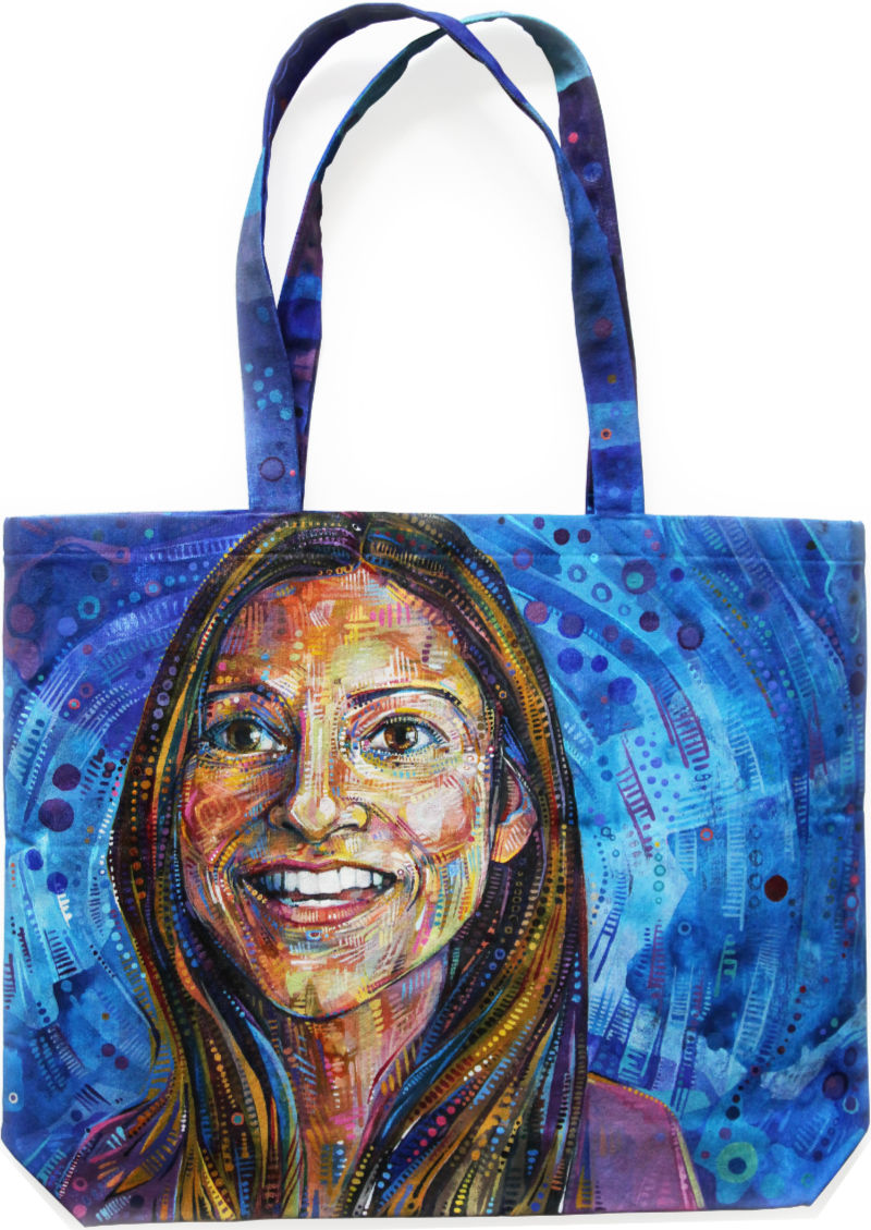 portrait d’une belle femme indienne peint en acrylique sur un sac en toile