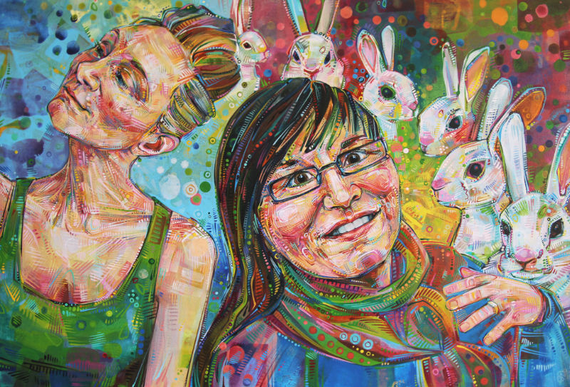 painted portrait of two friends