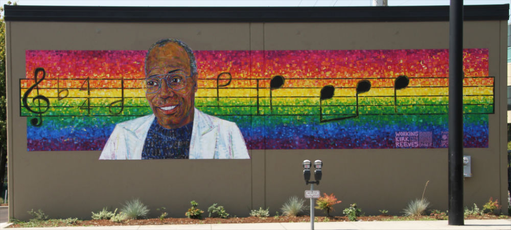 painted portrait of a sweet and funny black man who played the trumpet