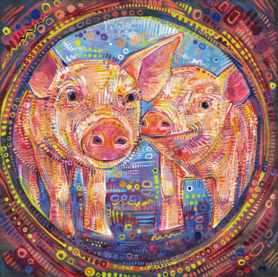 petits cochons adorables peints par l’artiste végétalienne Gwenn Seemel