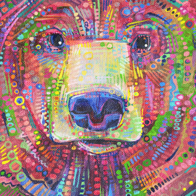ours peint en acrylique