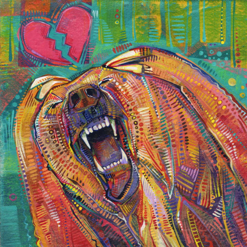 a roaring bear