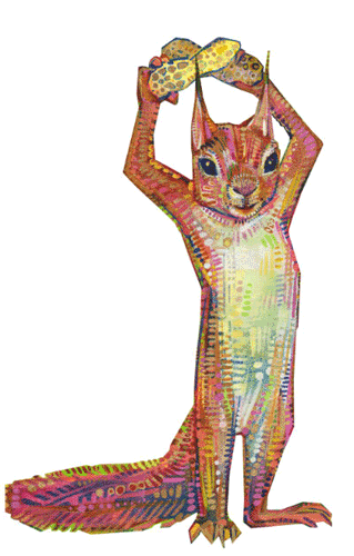 un écureuil avec cacahuètes GIF artistique par l’artiste numérique Gwenn Seemel