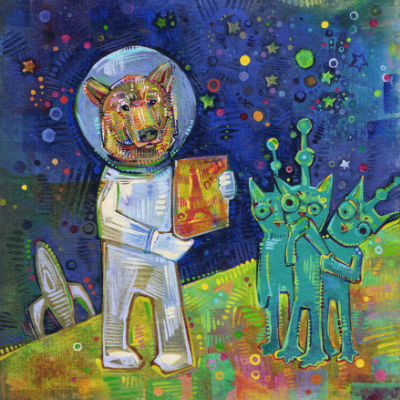 des chats extraterrestres peints par Gwenn Seeme;