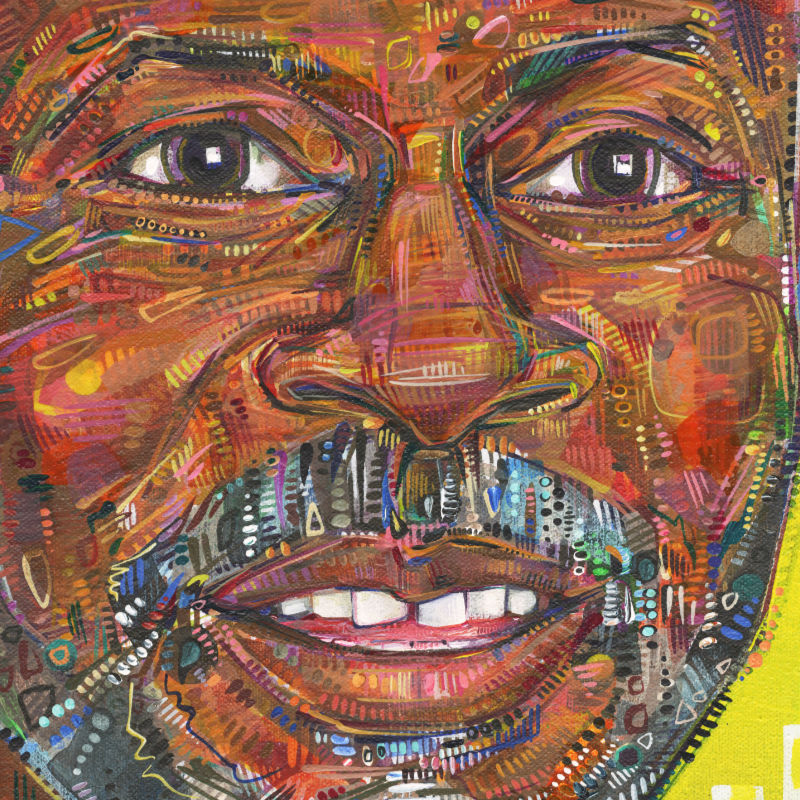 colorful painted portrait of a black man