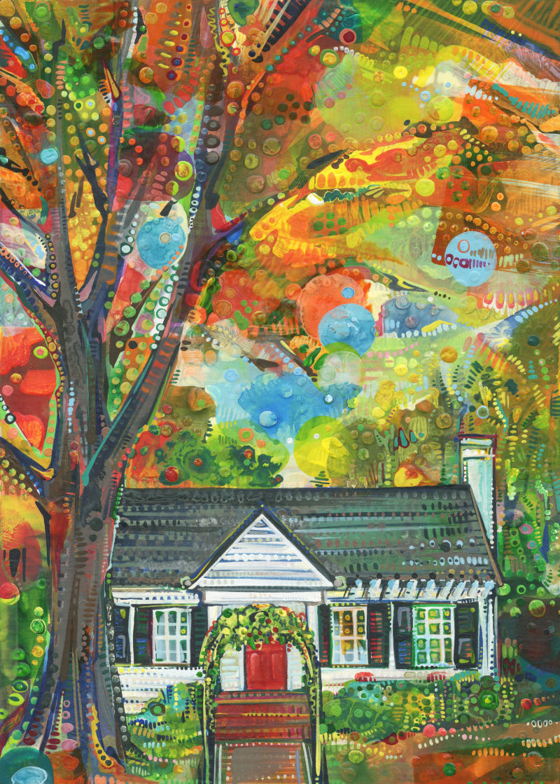 colorful commissioned portrait of a home