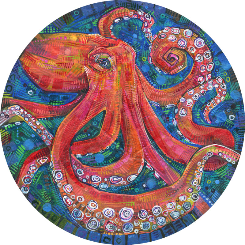 round painting of an octopus