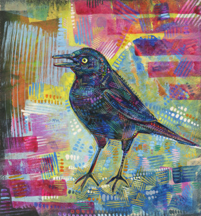 rusty blackbird painting by bird artist Gwenn Seemel