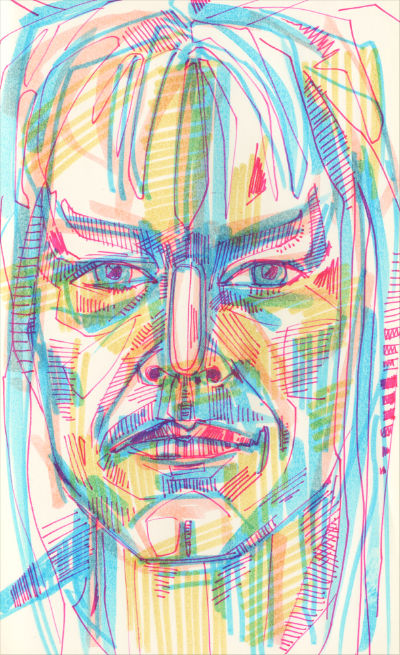 David Bowie from Labyrinth drawing in marker on paper