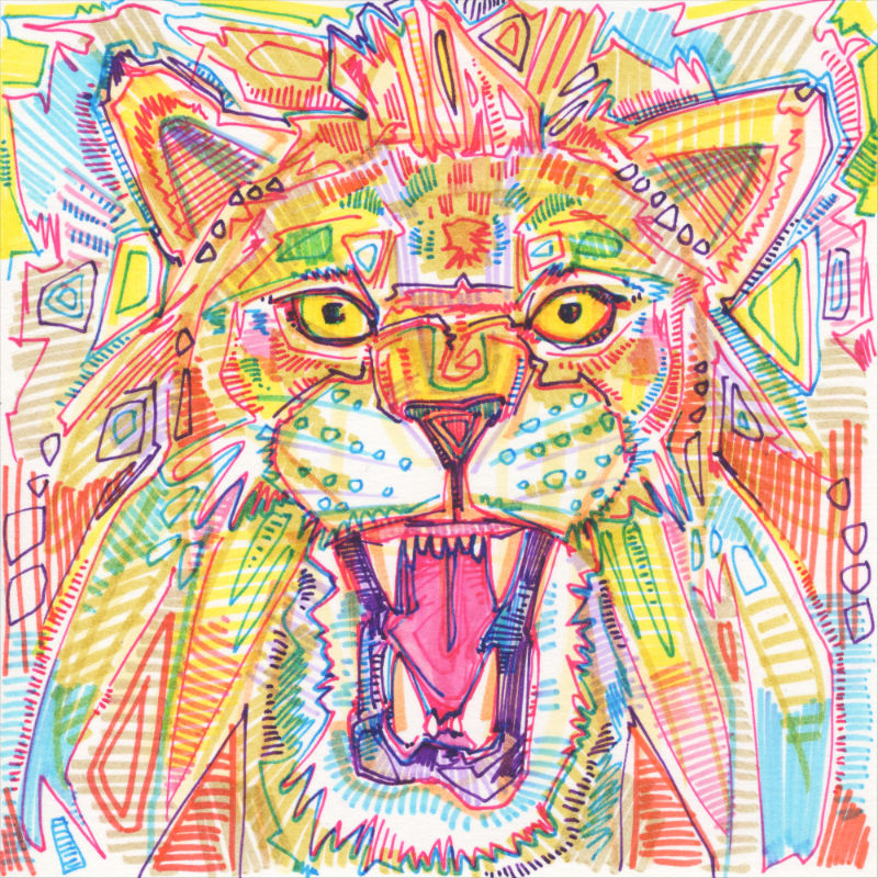 drawing of a lion roaring