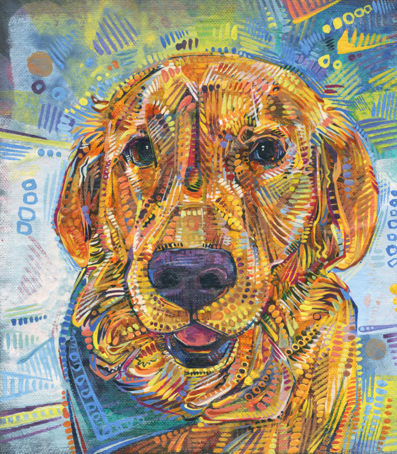 Golden Retriever dog painting