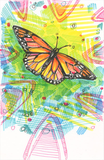 monarch butterfuly marker drawing