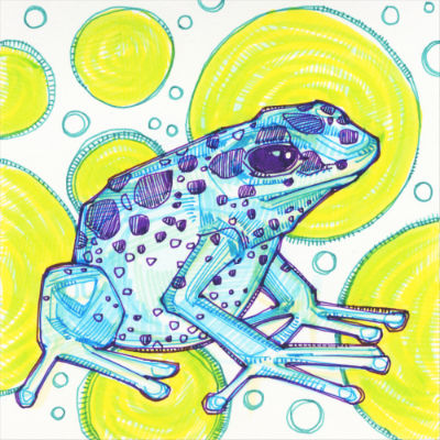 blue spotted frog drawing