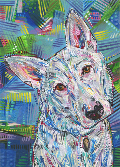 dog portrait painted in acrylic