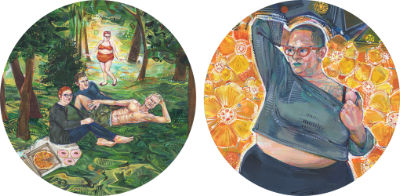 beautiful fat woman Rachele Cateyes painted by Portland artist Gwenn Seemel