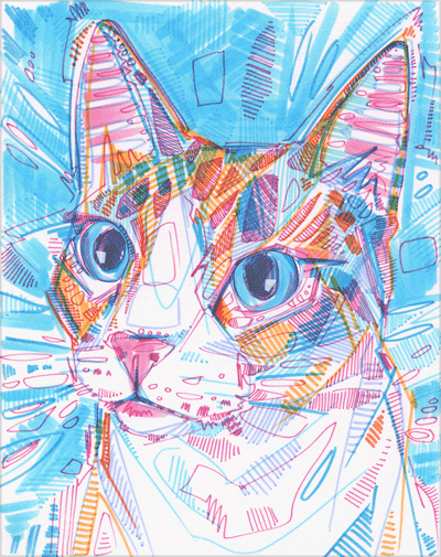 cat illustration rolling his eyes GIF by digital artist Gwenn Seemel