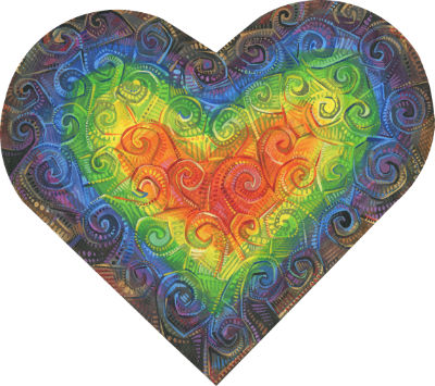 rainbow swirly heart painting