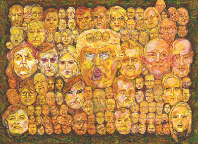Trump and all his criminal friends, political art by Gwenn Seemel