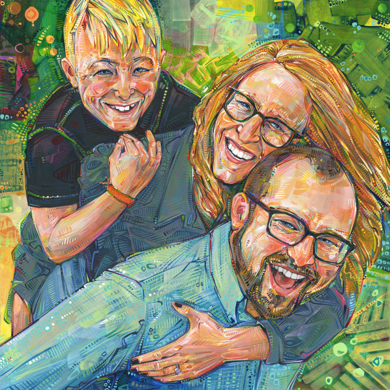 portrait de famille peint en acrylique