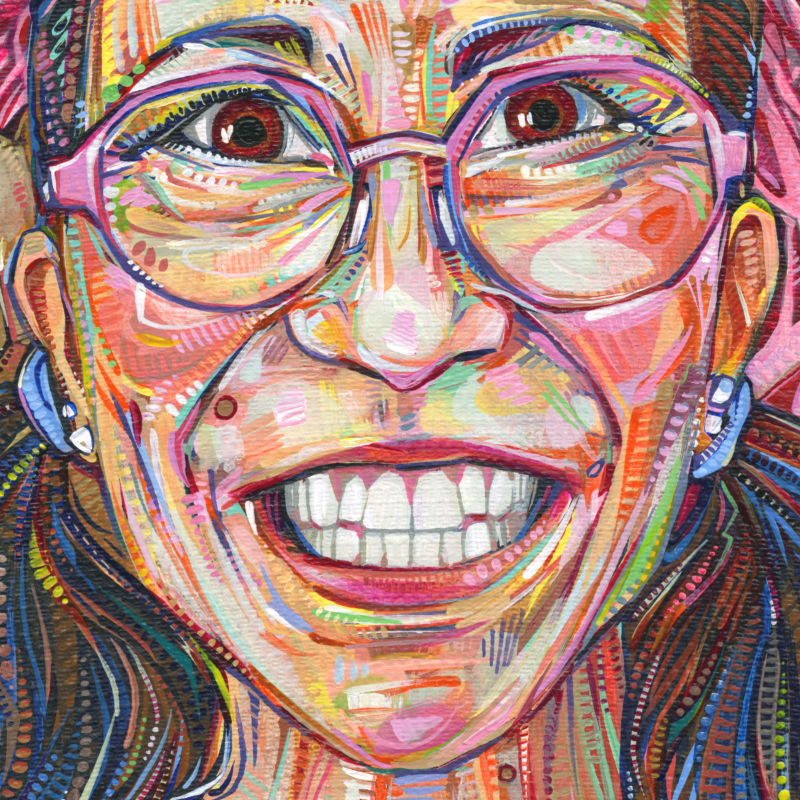 painterly portrait of a happy woman