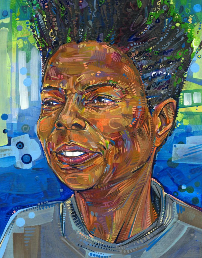 Kimberly, portrait peint en couleurs vives par Gwenn Seemel