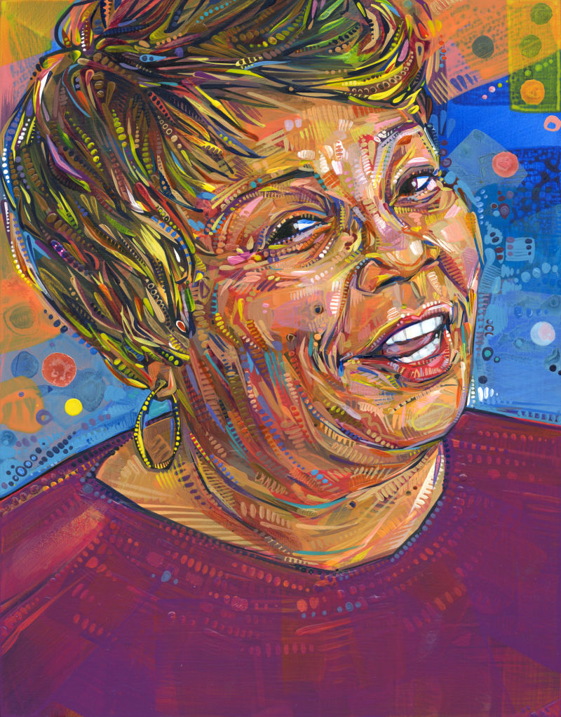 Rubynell, portrait peint en couleurs vives par Gwenn Seemel