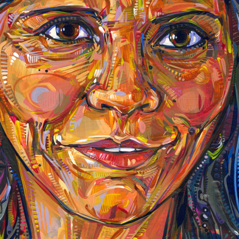 peinture en acrylique d’une femme indienne par Gwenn Seemel