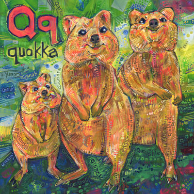 Q is for quokka, alphabet book illustration art by Gwenn Seemel