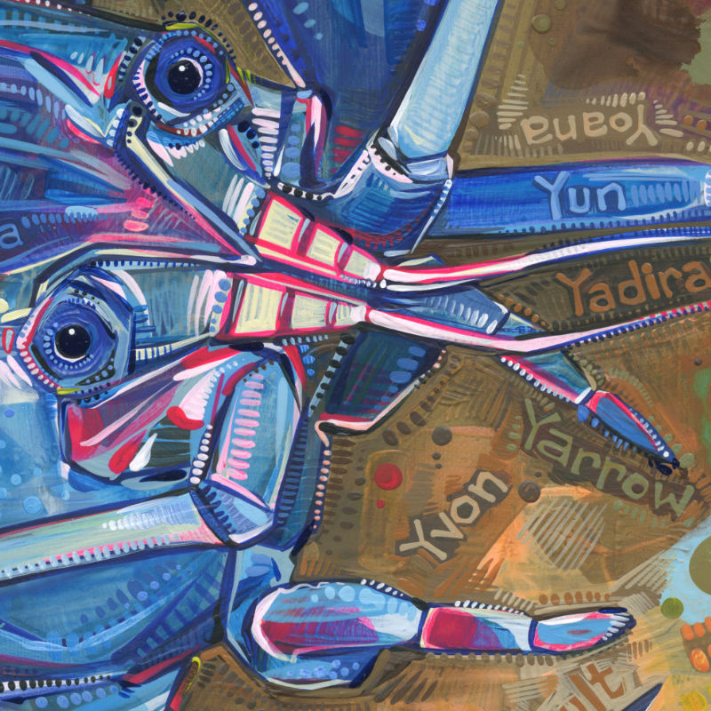 blue crawfish wildlife art
