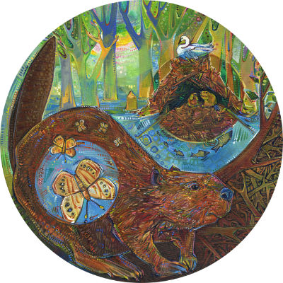 beaver with the ecosystem she built, artwork for sale