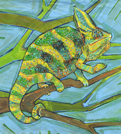 caméléon peint par l’artiste Gwenn Seemel