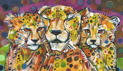 cheetah mom and kittens love art GIF by vegan artist Gwenn Seemel