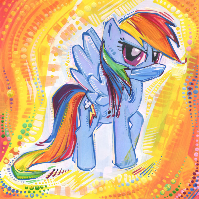 My Little Pony G4 fan art of Rainbow Dash wearing a face covering because of the pandemic