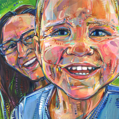 mom and son portrait painting by independent artist Gwenn Seemel