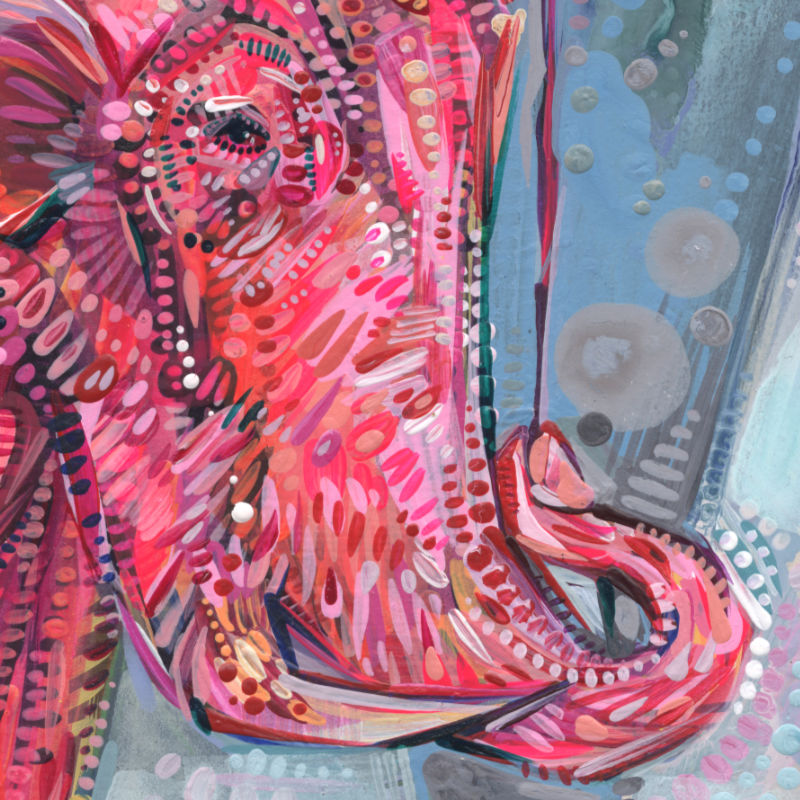 pink woolly mammoth painting by wildlife artist Gwenn Seemel