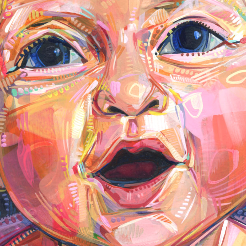 laughing baby, painting by Gwenn Seemel